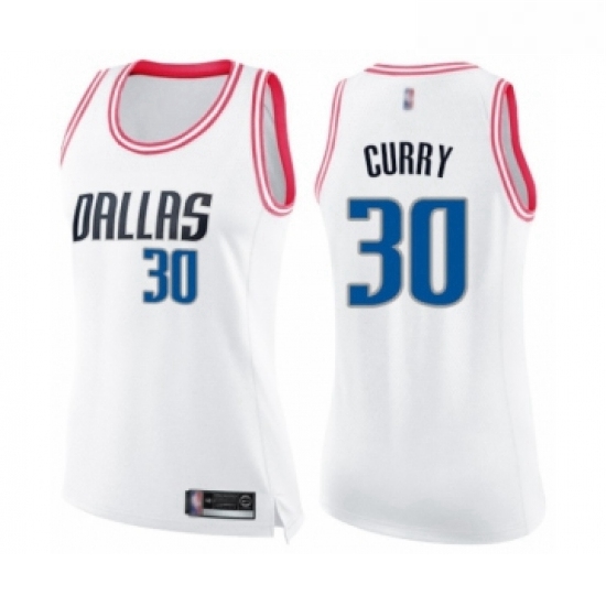 Womens Dallas Mavericks 30 Seth Curry Swingman White Pink Fashio