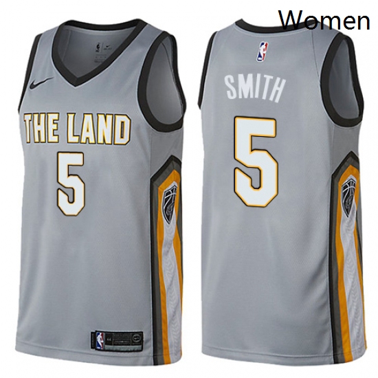 Womens Nike Cleveland Cavaliers 5 JR Smith Swingman Gray NBA Jersey City Edition