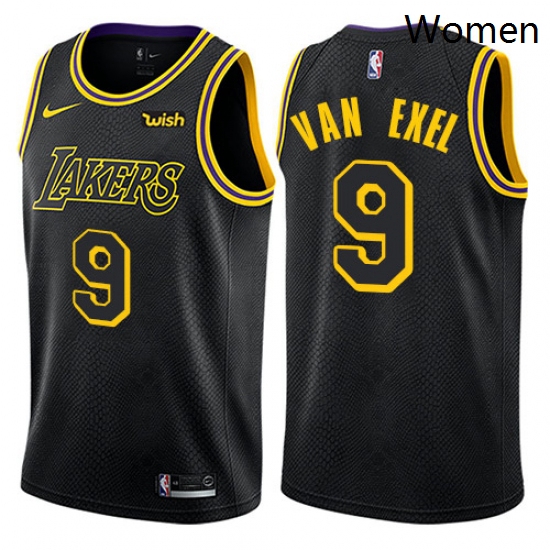 Womens Nike Los Angeles Lakers 9 Nick Van Exel Swingman Black NBA Jersey City Edition