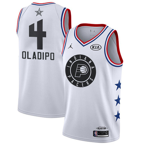 Pacers #4 Victor Oladipo White Basketball Jordan Swingman 2019 All Star Game Jersey