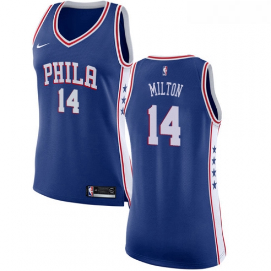 Womens Nike Philadelphia 76ers 14 Shake Milton Swingman Blue NBA Jersey Icon Edition