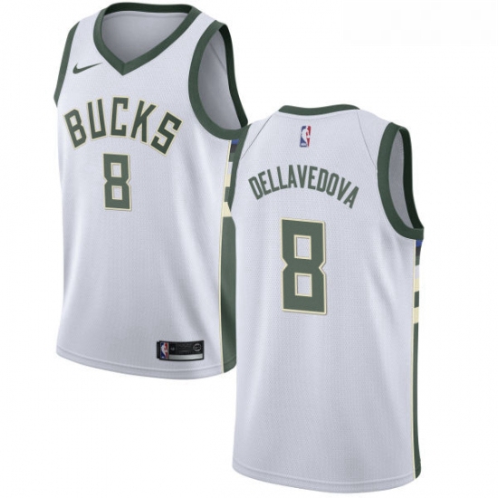 Womens Nike Milwaukee Bucks 8 Matthew Dellavedova Authentic White Home NBA Jersey Association Editio