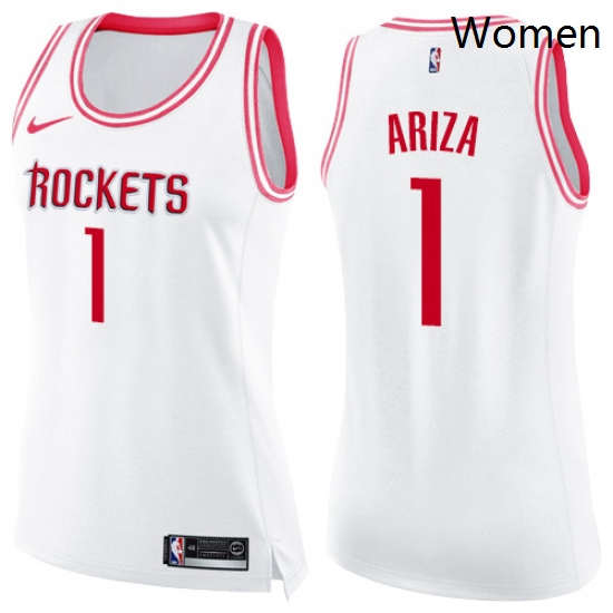 Womens Nike Houston Rockets 1 Trevor Ariza Swingman WhitePink Fa