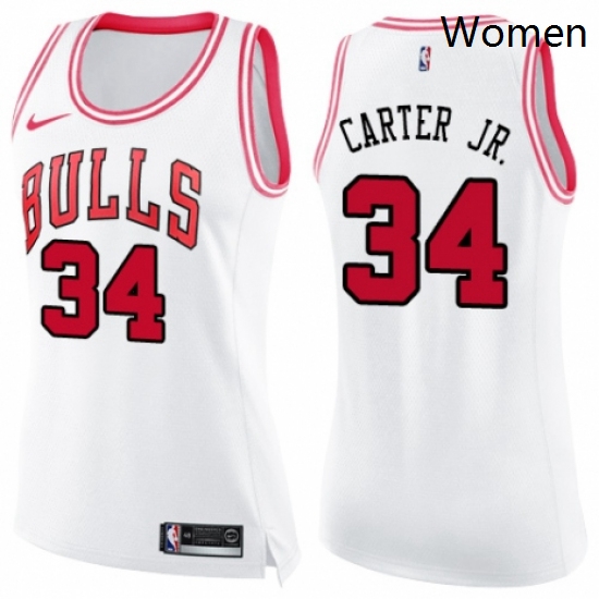 Womens Nike Chicago Bulls 34 Wendell Carter Jr Swingman WhitePink Fashion NBA Jersey