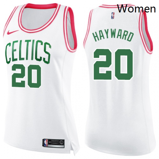 Womens Nike Boston Celtics 20 Gordon Hayward Swingman WhitePink Fashion NBA Jersey