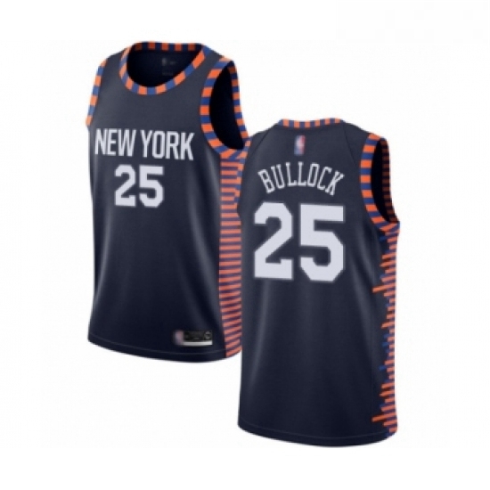 Womens New York Knicks 25 Reggie Bullock Swingman Navy Blue Basketball Jersey 2018 19 City Edition