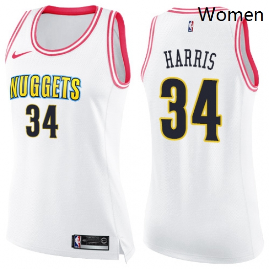 Womens Nike Denver Nuggets 34 Devin Harris Swingman WhitePink Fa