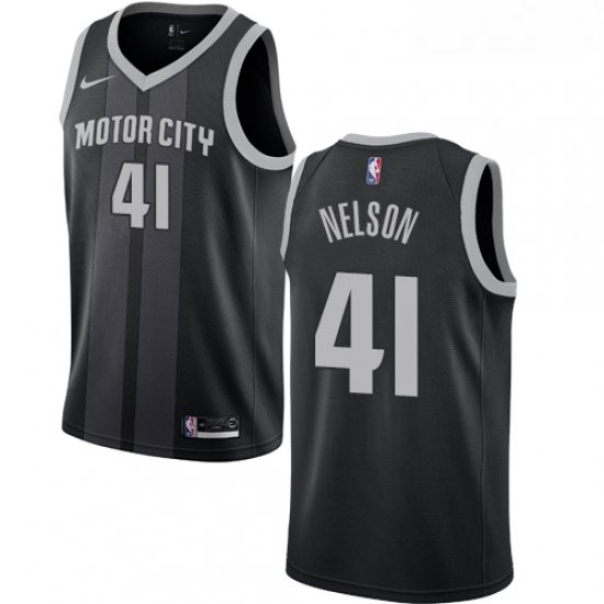 Womens Nike Detroit Pistons 41 Jameer Nelson Swingman Black NBA Jersey City Edition