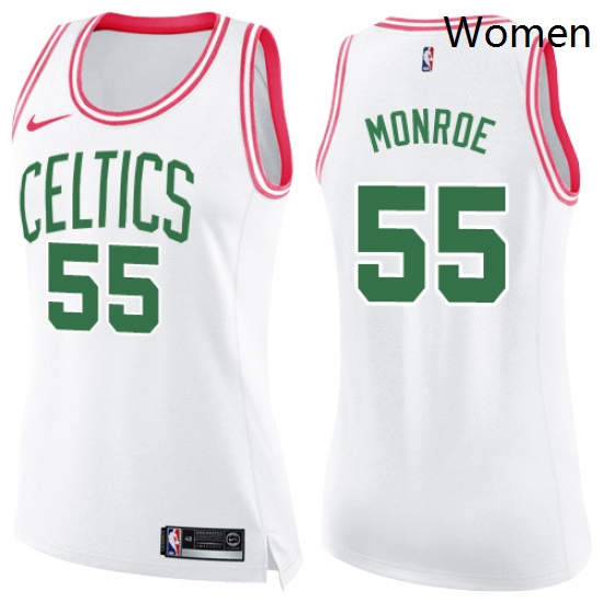 Womens Nike Boston Celtics 55 Greg Monroe Swingman WhitePink Fashion NBA Jersey