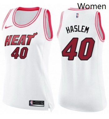 Womens Nike Miami Heat 40 Udonis Haslem Swingman WhitePink Fashi