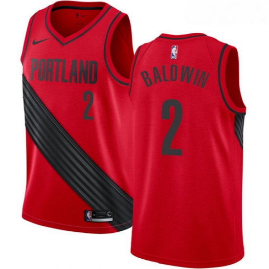 Womens Nike Portland Trail Blazers 2 Wade Baldwin Swingman Red NBA Jersey Statement Edition