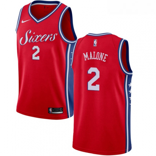 Womens Nike Philadelphia 76ers 2 Moses Malone Swingman Red Alternate NBA Jersey Statement Edition