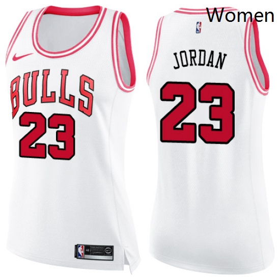 Womens Nike Chicago Bulls 23 Michael Jordan Swingman WhitePink F