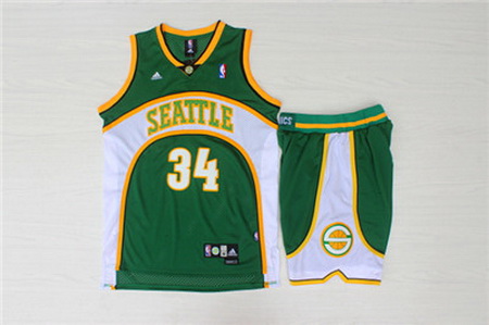 Supersonics 34 Ray Allen Green Swingman Jersey With Shorts