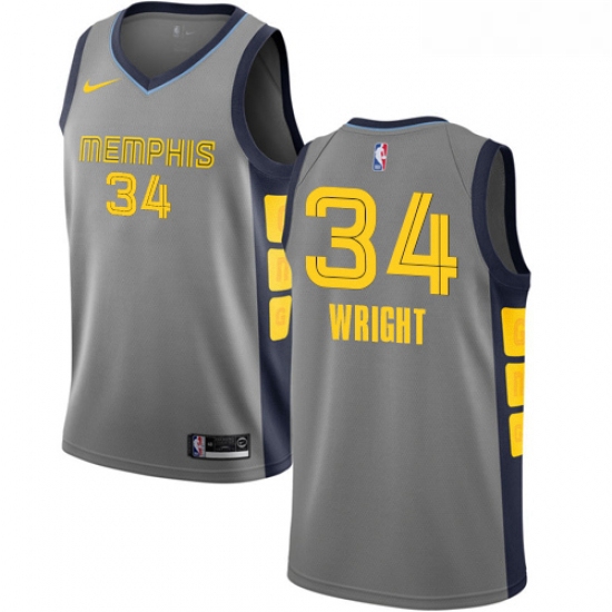 Womens Nike Memphis Grizzlies 34 Brandan Wright Swingman Gray NBA Jersey City Edition