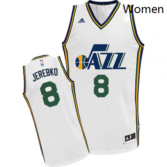 Womens Adidas Utah Jazz 8 Jonas Jerebko Swingman White Home NBA 