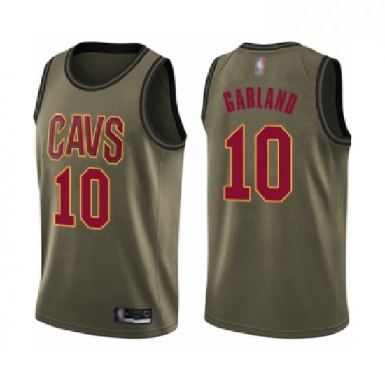 Youth Cleveland Cavaliers 10 Darius Garland Swingman Green Salute to Service Basketball Jersey