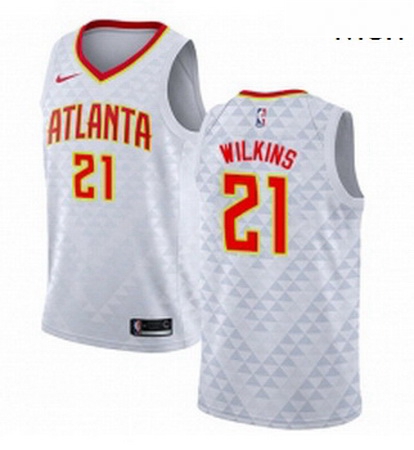 Mens Nike Atlanta Hawks 21 Dominique Wilkins Authentic White NBA Jersey Association Edition