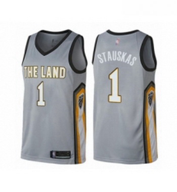 Youth Cleveland Cavaliers 1 Nik Stauskas Swingman Gray Basketball Jersey City Edition