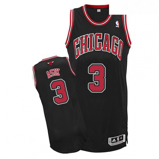 Youth Adidas Chicago Bulls 3 Omer Asik Authentic Black Alternate NBA Jersey