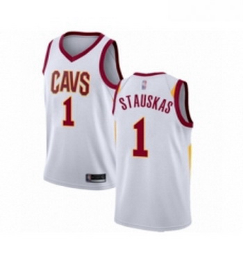 Youth Cleveland Cavaliers 1 Nik Stauskas Swingman White Basketball Jersey Association Edition