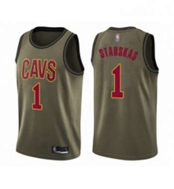 Youth Cleveland Cavaliers 1 Nik Stauskas Swingman Green Salute to Service Basketball Jersey