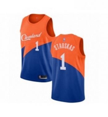 Youth Cleveland Cavaliers 1 Nik Stauskas Swingman Blue Basketball Jersey City Edition