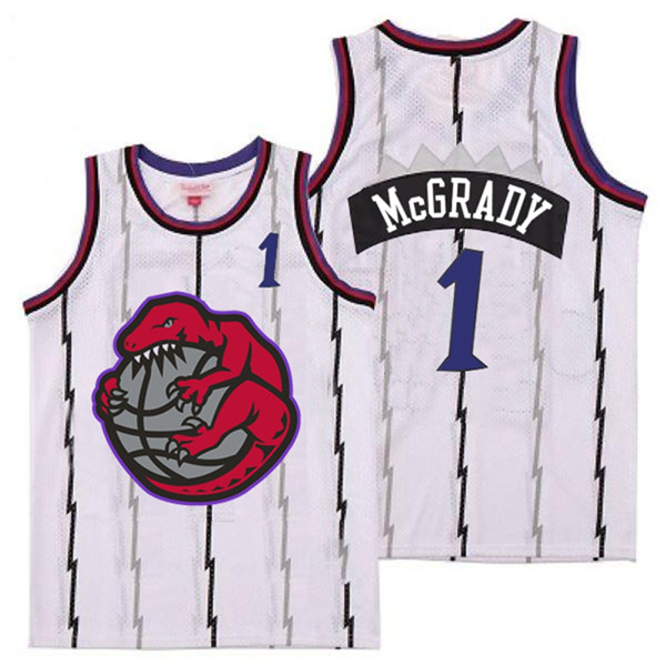 Raptors 1 Tracy McGrady White Retro Jersey 1