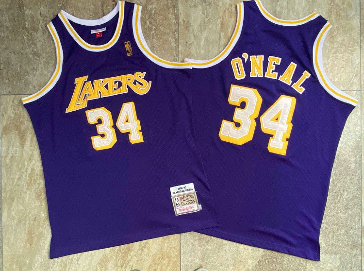 Lakers 34 Shaquille O 27Neal Purple 1996 97 Hardwood Classics Jersey