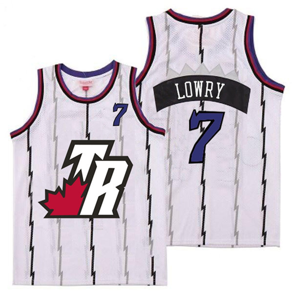 Raptors 7 Kyle Lowry White Big White TR Logo Retro Jersey 7