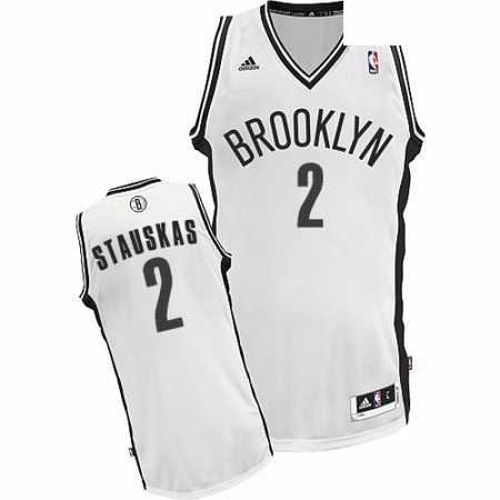 Mens Adidas Brooklyn Nets 2 Nik Stauskas Swingman White Home NBA