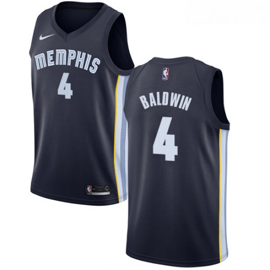 Womens Nike Memphis Grizzlies 4 Wade Baldwin Swingman Navy Blue Road NBA Jersey Icon Edition