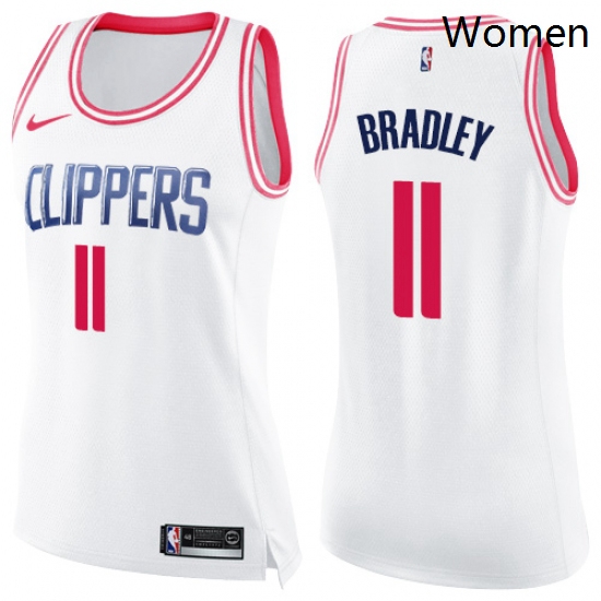 Womens Nike Los Angeles Clippers 11 Avery Bradley Swingman WhitePink Fashion NBA Jersey