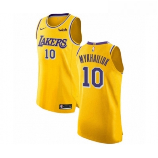 Womens Los Angeles Lakers 10 Sviatoslav Mykhailiuk Authentic Gold Basketball Jersey Icon Edition