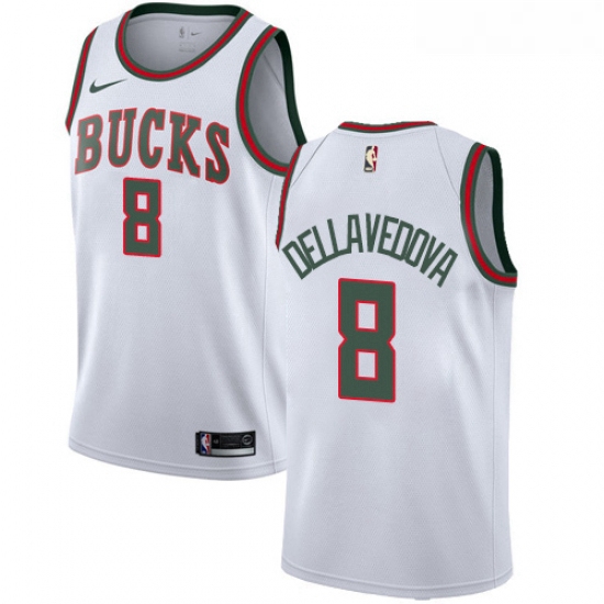 Womens Nike Milwaukee Bucks 8 Matthew Dellavedova Authentic White Fashion Hardwood Classics NBA Jers