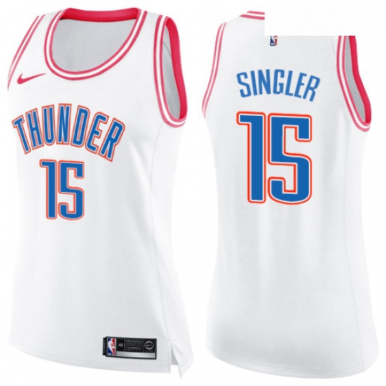 Womens Nike Oklahoma City Thunder 15 Kyle Singler Swingman WhitePink Fashion NBA Jersey