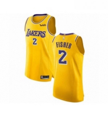 Womens Los Angeles Lakers 2 Derek Fisher Authentic Gold Home Basketball Jersey Icon Edition