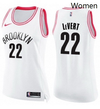 Womens Nike Brooklyn Nets 22 Caris LeVert Swingman WhitePink Fas