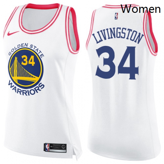 Womens Nike Golden State Warriors 34 Shaun Livingston Swingman WhitePink Fashion NBA Jersey