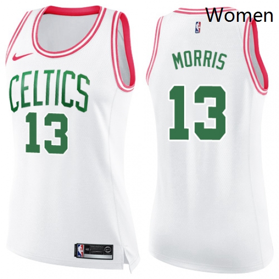 Womens Nike Boston Celtics 13 Marcus Morris Swingman WhitePink Fashion NBA Jersey