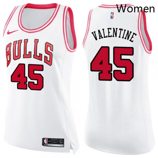 Womens Nike Chicago Bulls 45 Denzel Valentine Swingman WhitePink
