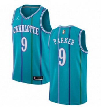 Womens Nike Jordan Charlotte Hornets 9 Tony Parker Swingman Aqua Hardwood Classics NBA Jersey