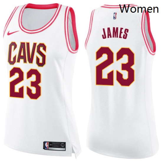 Womens Nike Cleveland Cavaliers 23 LeBron James Swingman WhitePi