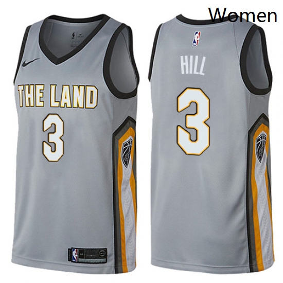 Womens Nike Cleveland Cavaliers 3 George Hill Swingman Gray NBA Jersey City Edition