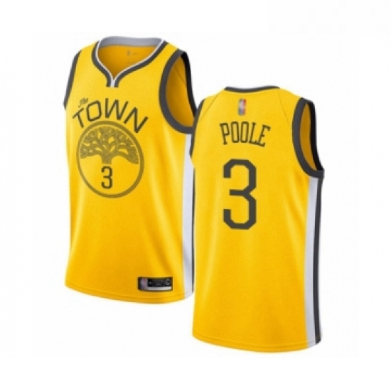 Womens Golden State Warriors 3 Jordan Poole Yellow Swingman Jersey Earned Edition