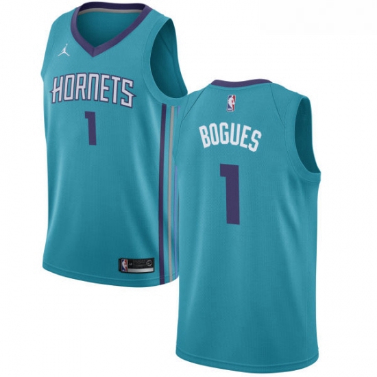 Womens Nike Jordan Charlotte Hornets 1 Muggsy Bogues Swingman Teal NBA Jersey Icon Edition