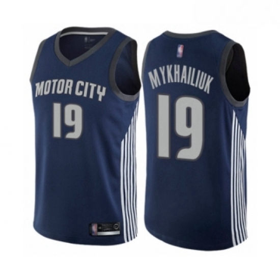 Womens Detroit Pistons 19 Sviatoslav Mykhailiuk Swingman Navy Blue Basketball Jersey City Edition