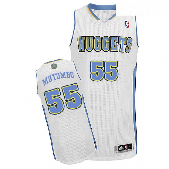 Womens Adidas Denver Nuggets 55 Dikembe Mutombo Authentic White 