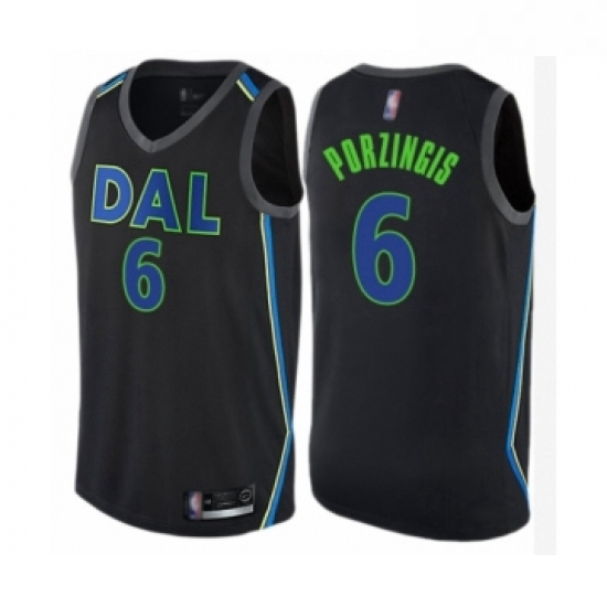 Womens Dallas Mavericks 6 Kristaps Porzingis Swingman Black Basketball Jersey City Edition