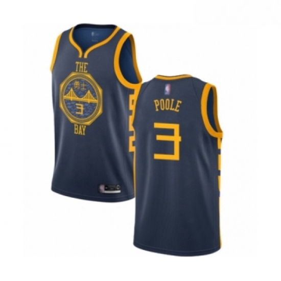 Womens Golden State Warriors 3 Jordan Poole Swingman Navy Blue Basketball Jersey City Edition